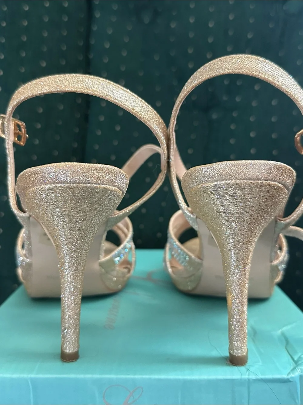 Nude Glitter Crystal Slingback Heels